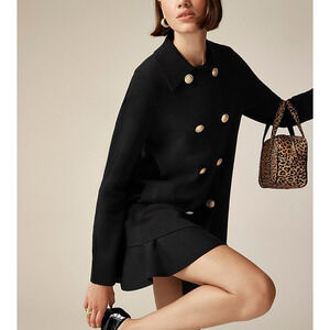 J. Crew 'Warwick' Black Wool Cotton Blend Sweater Blazer Size M